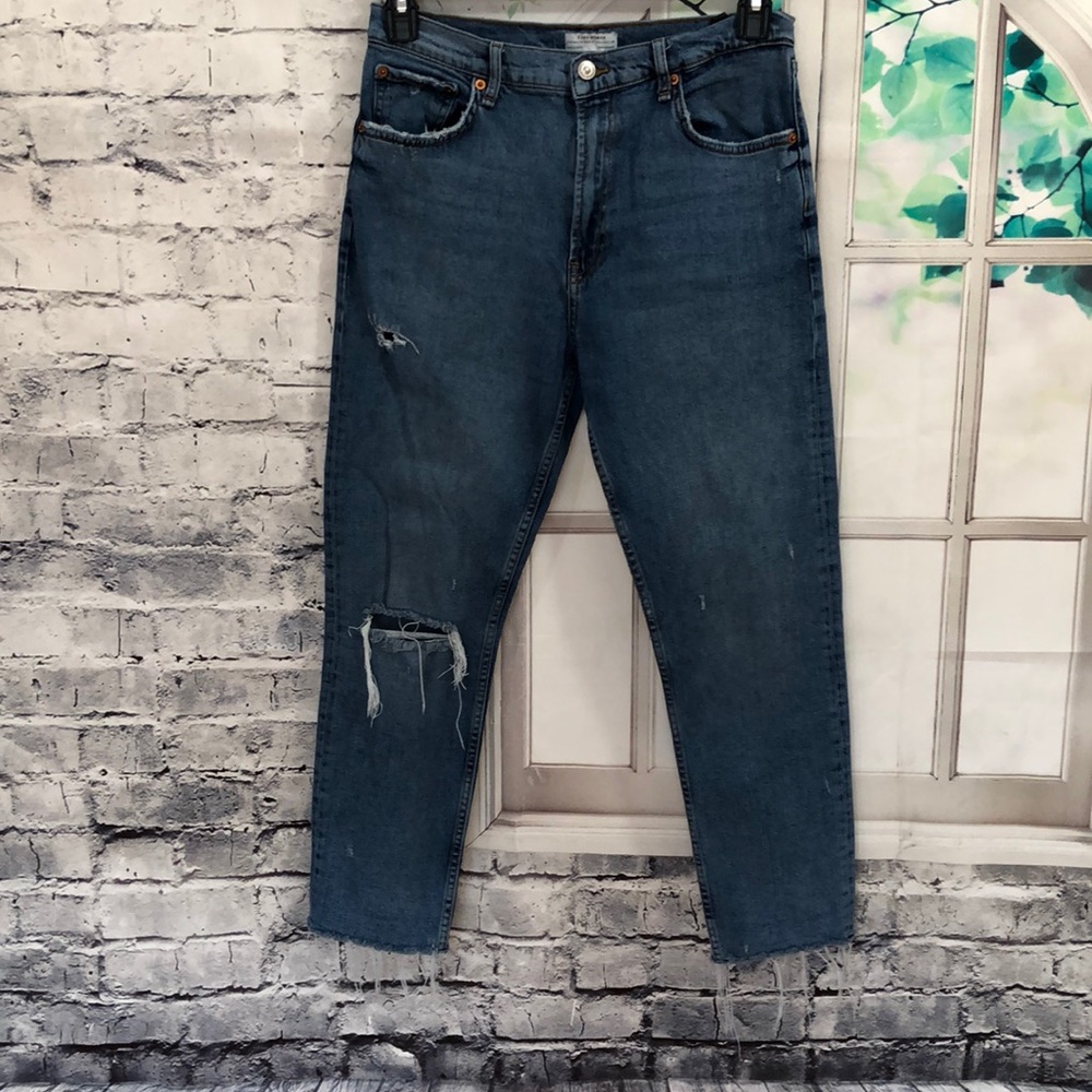 Zara Woman Frayed and Ripped Jeans